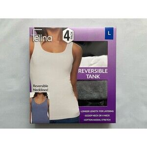 NIB Felina 4 Pack Tank Tops Women’s Size Large  Black Gray White Reversible